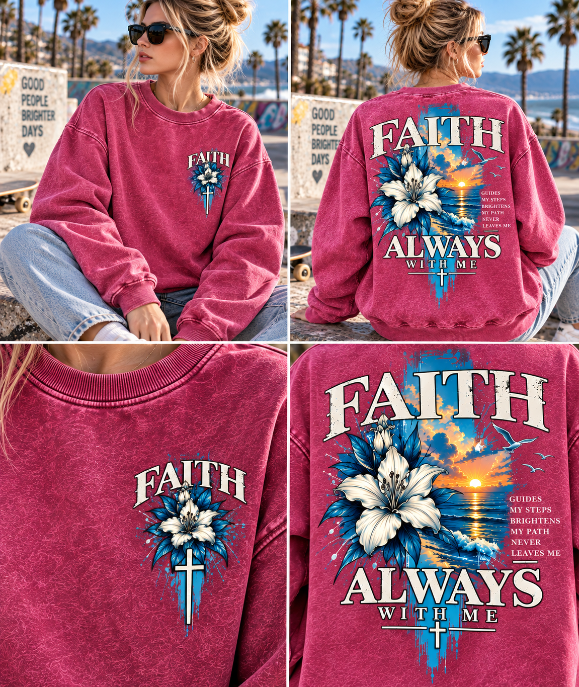 Faith Always With Me – Vintage Floral Sweatshirt