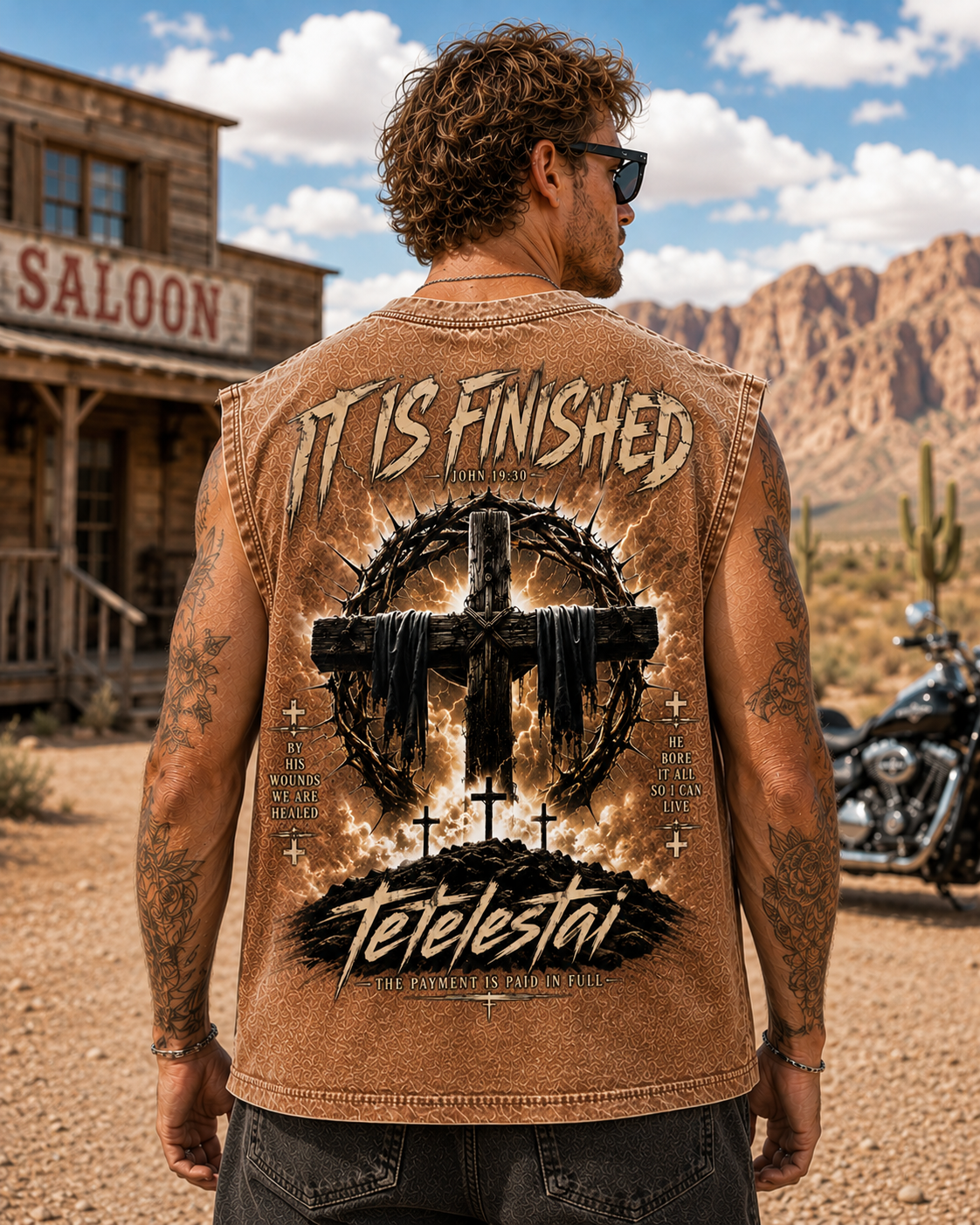 Tetelestai Washed Black Faith Graphic Tank Top