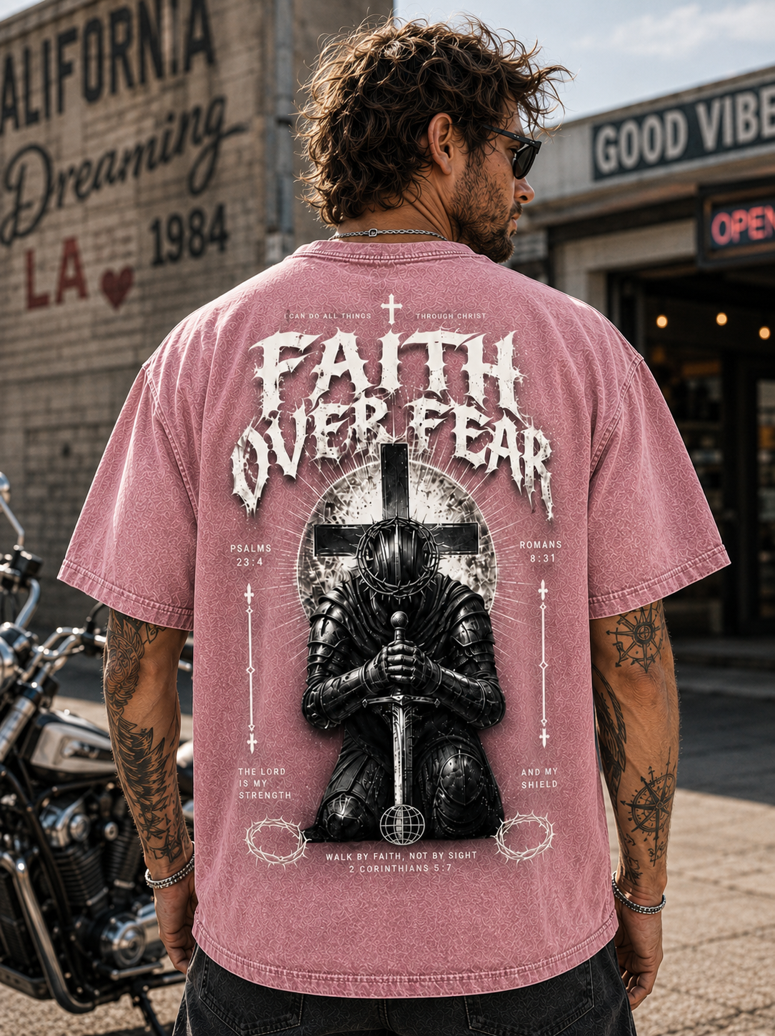 Faith Over Fear Warrior Graphic Oversized Tee