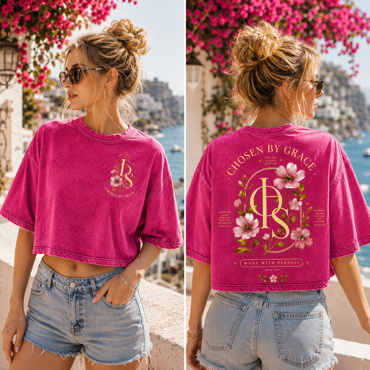 Chosen By Grace – Vintage Washed Graphic Crop Top