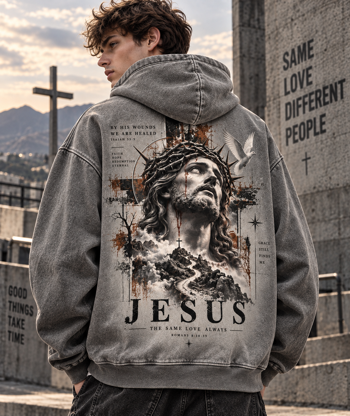 Jesus Faith Vintage Hoodie – Washed Beige