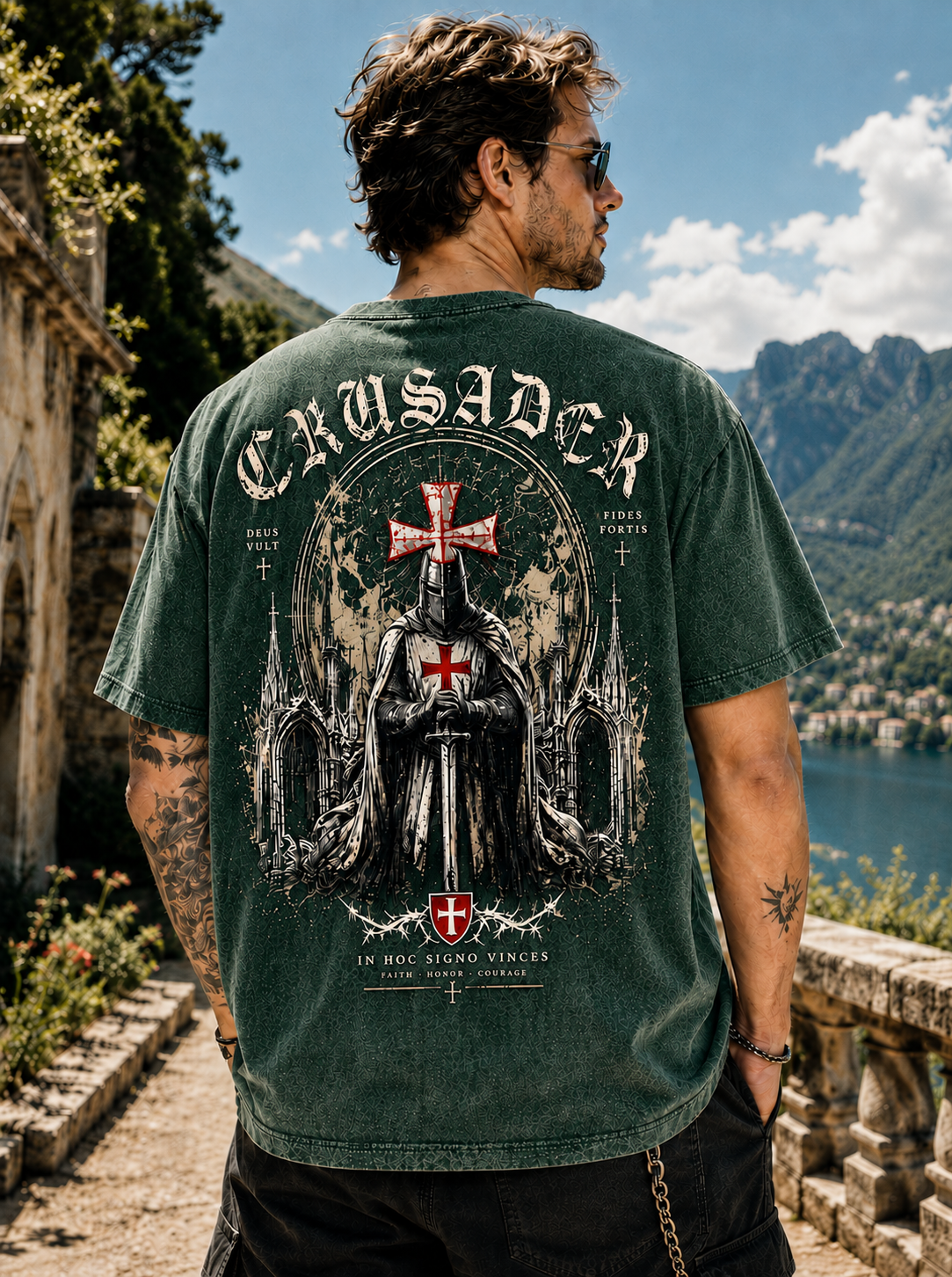 Vintage Crusader Oversized T-Shirt – Washed Black