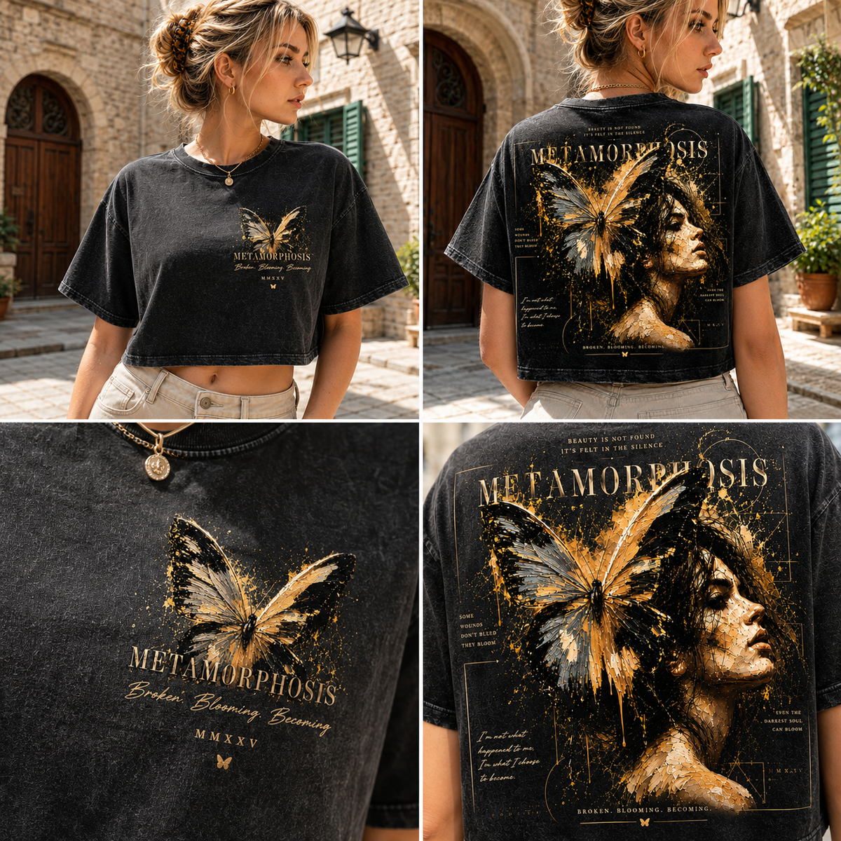 Metamorphosis Butterfly Vintage Crop Top