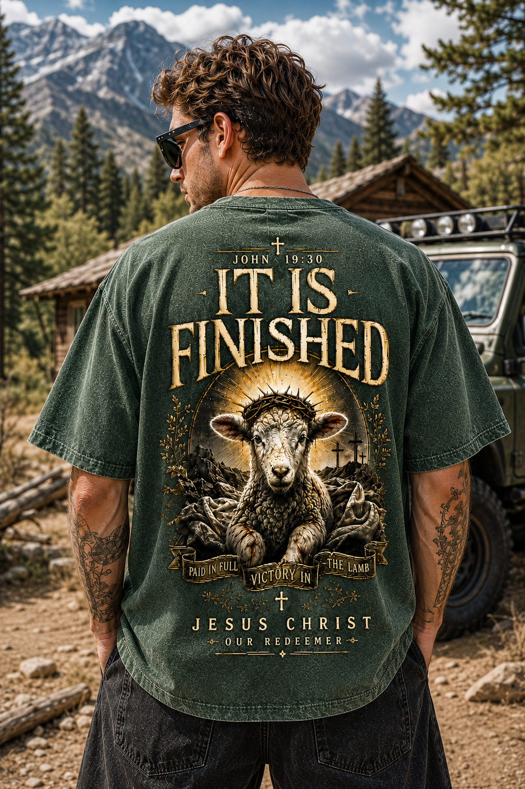 It Is Finished Washed Black Tee