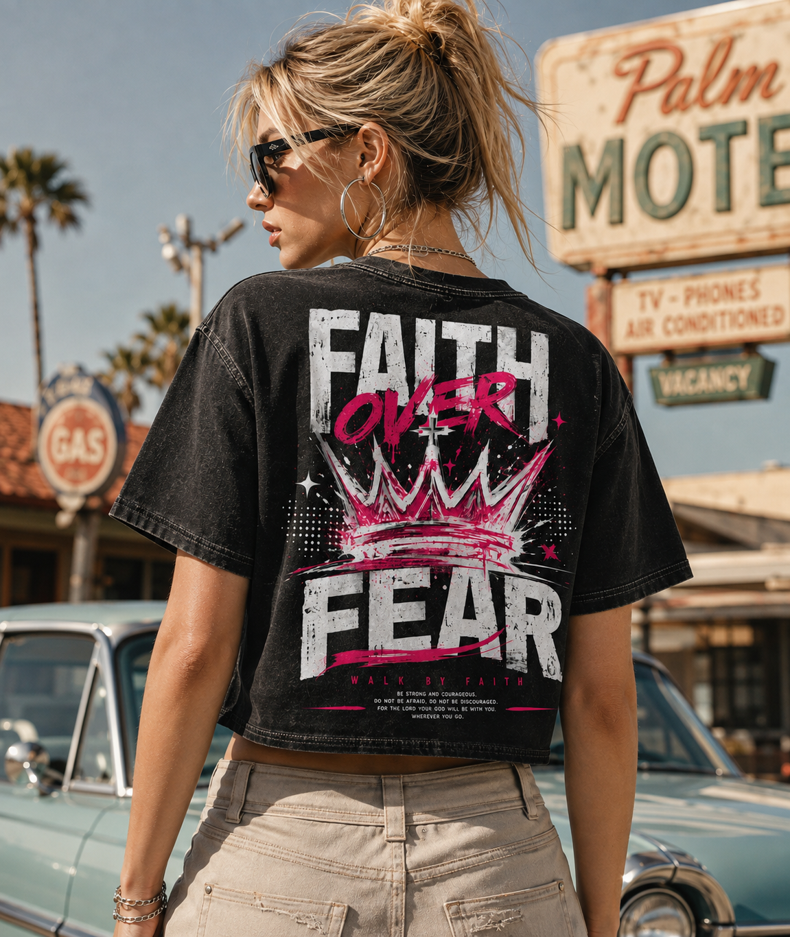 Faith Over Fear Crop Top – Vintage Wash Tee