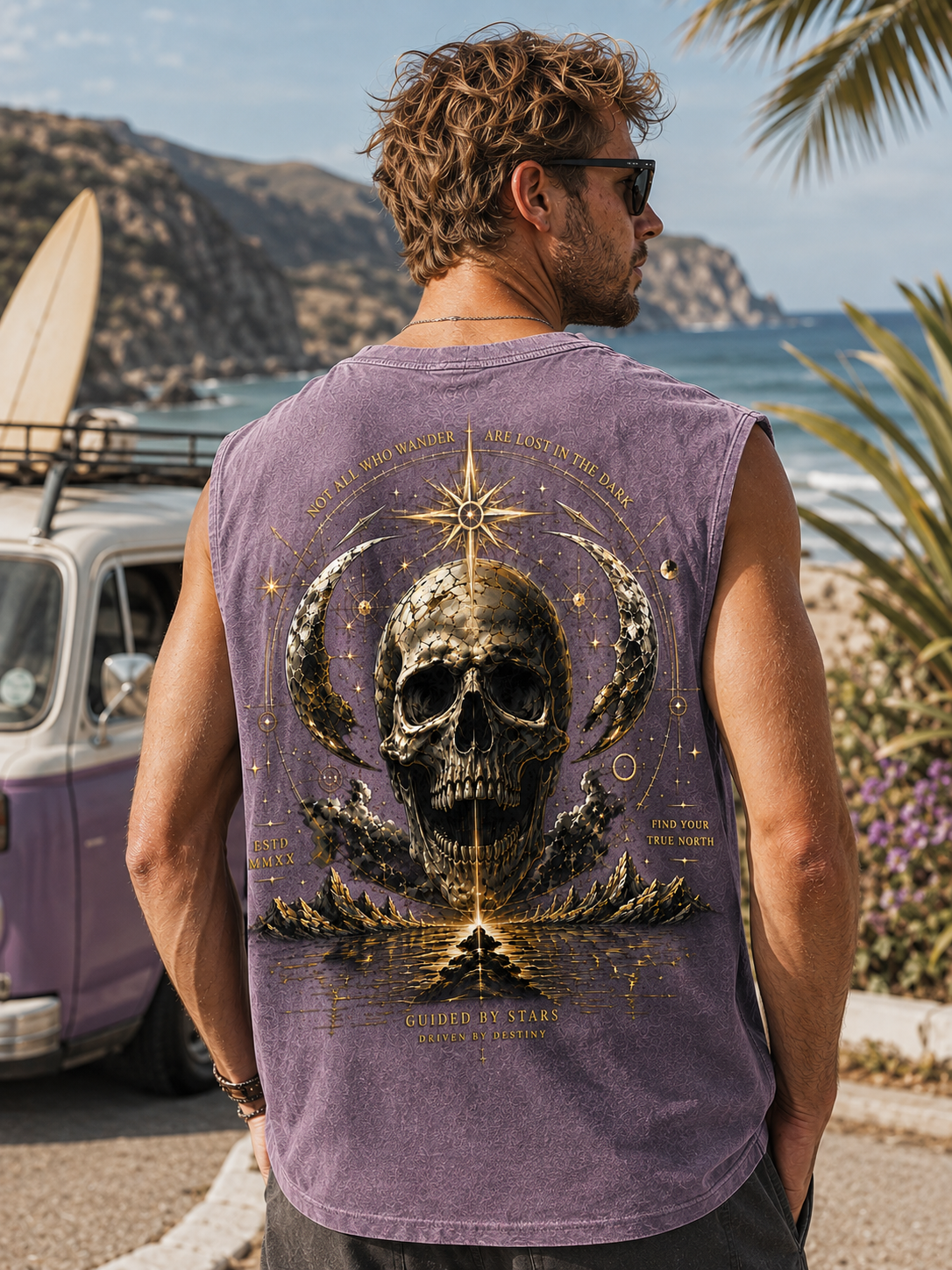 Guided by Stars Washed Black Muscle Tee