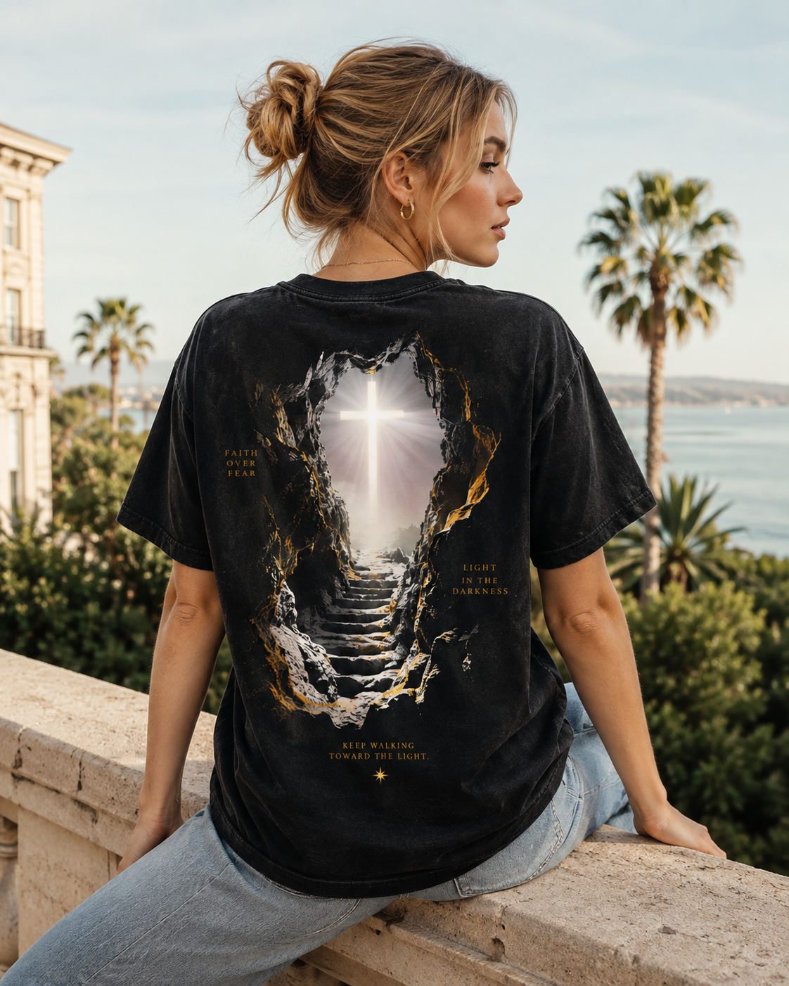 Faith Over Fear Vintage Graphic T-Shirt – Washed Unisex Tee