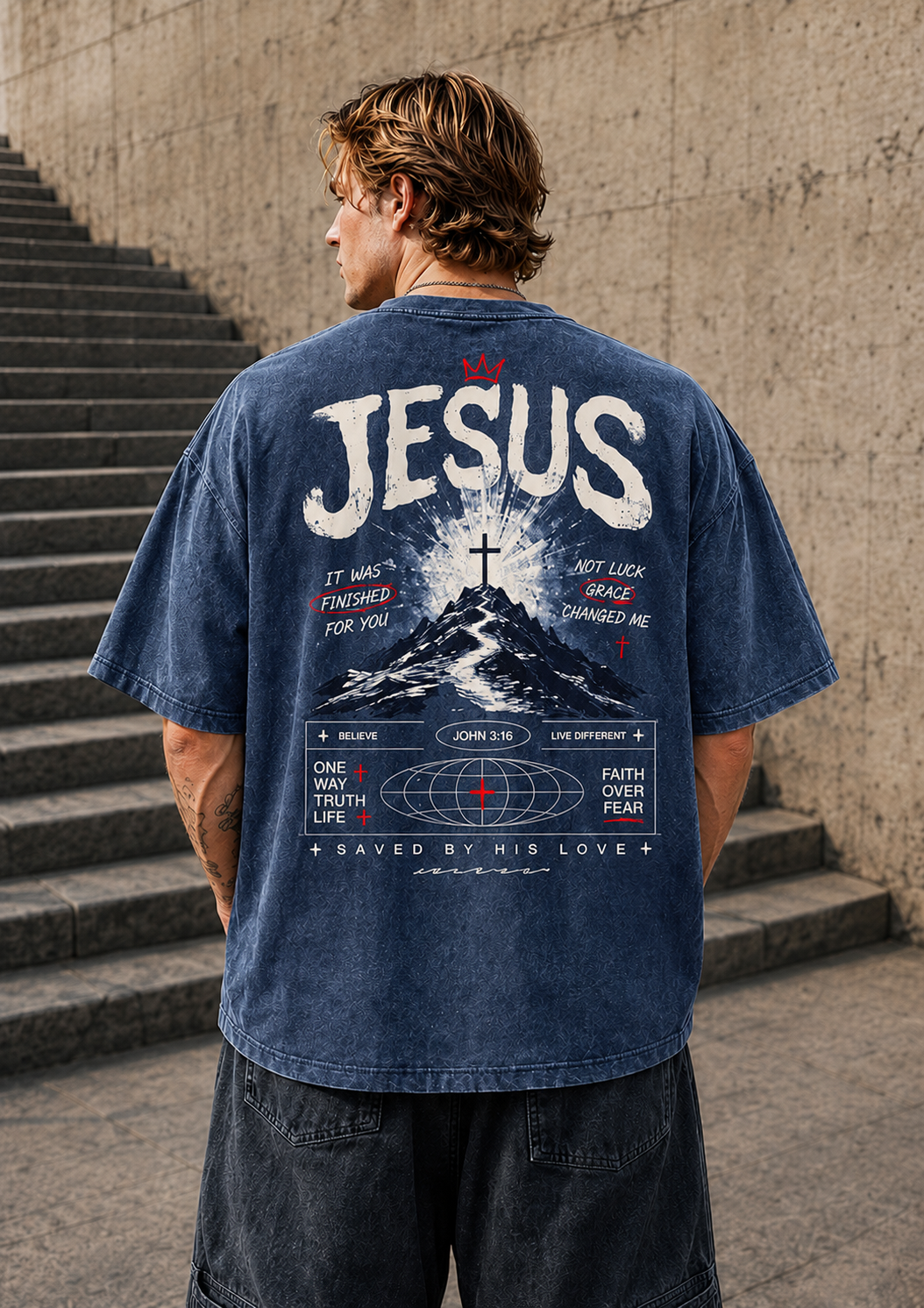 JESUS Faith Graphic Vintage Washed T-Shirt – Unisex Streetwear