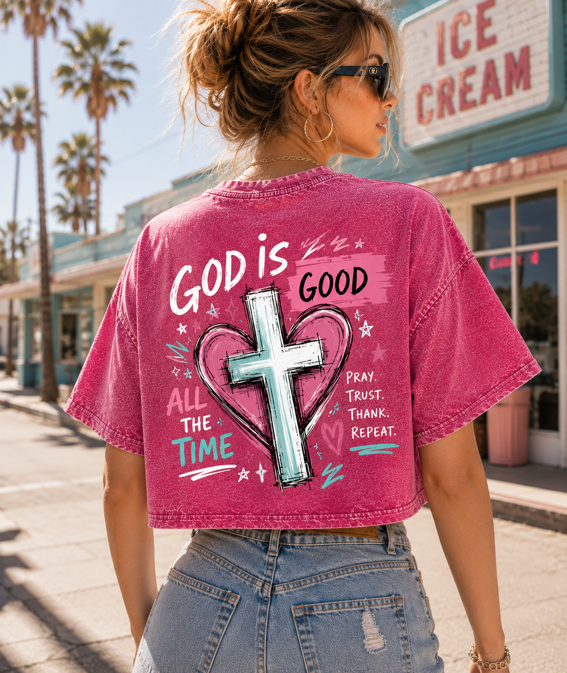 God Is Good – Faith Graphic Washed Crop Top