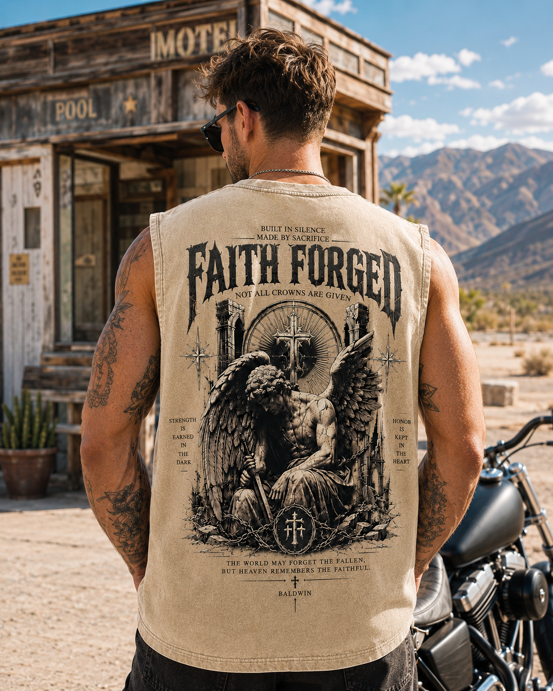 Faith Forged Washed Black Tank Top – Gothic Vintage Graphic