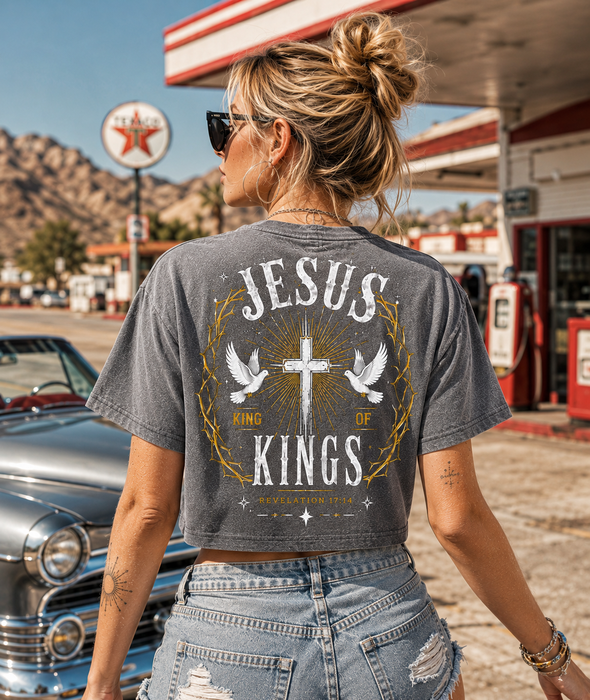 Jesus King of Kings – Vintage Christian Crop Tee