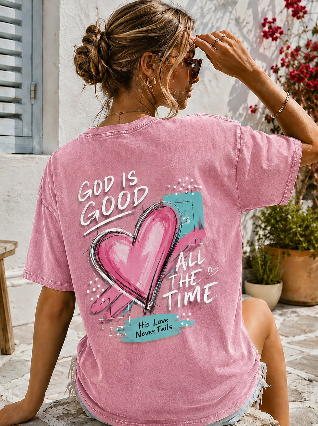 Washed Vintage Faith Graphic Tee – God Is Good