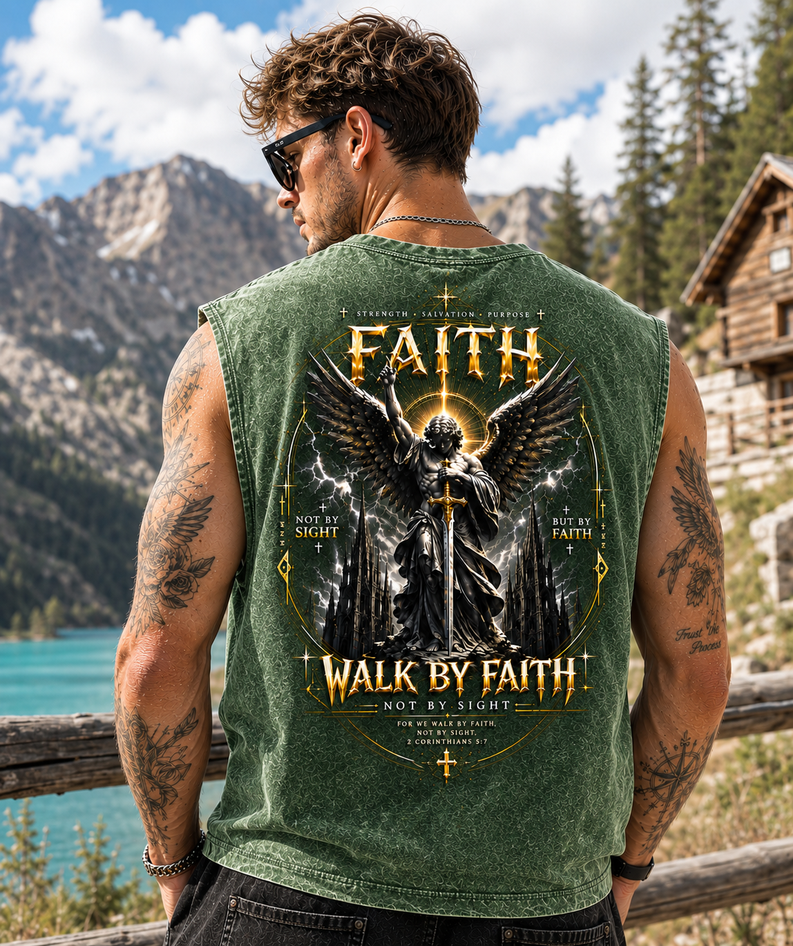 Faith Walk by Faith Washed Black Muscle Tee