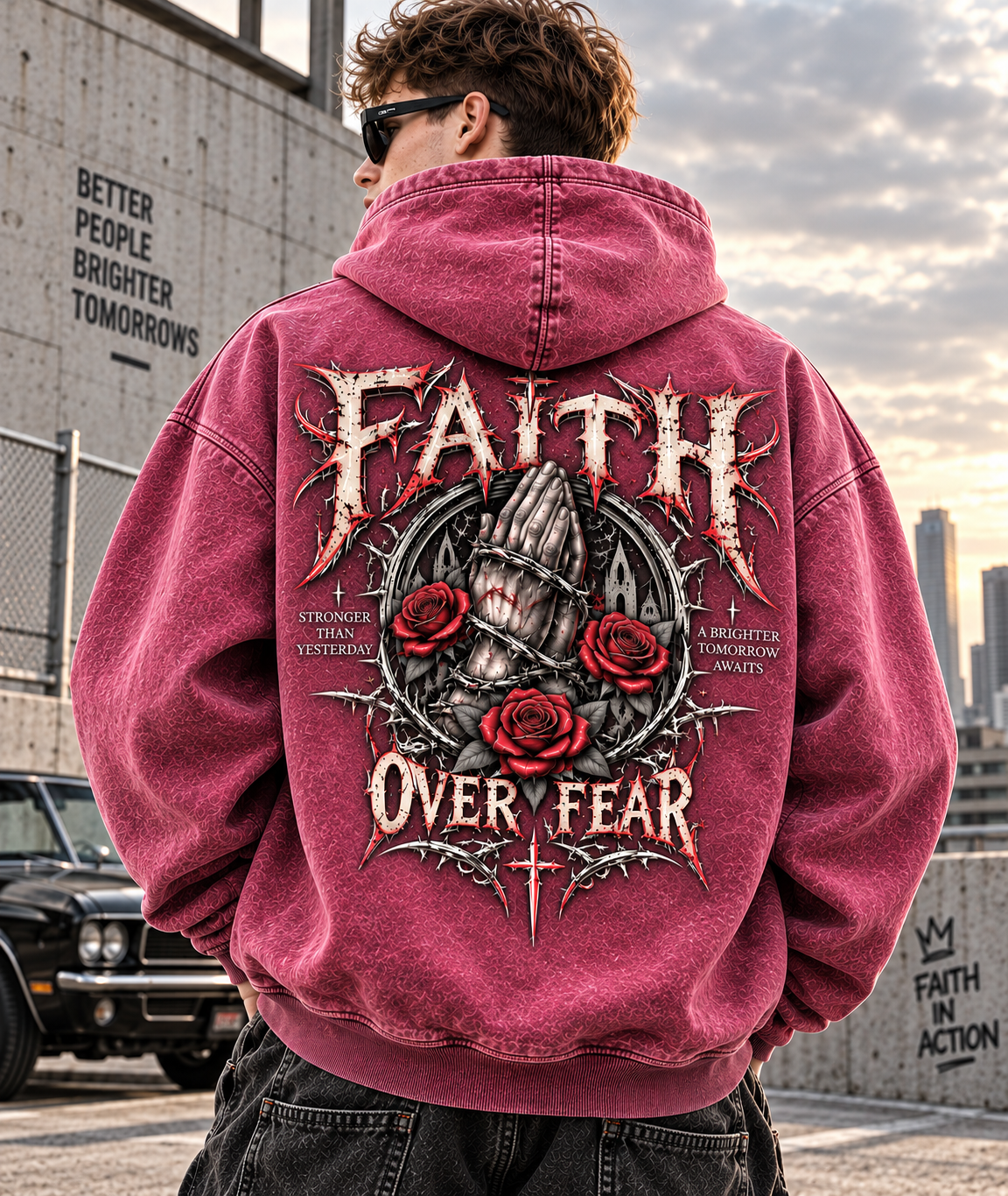 Faith Over Fear – Vintage Gothic Hoodie