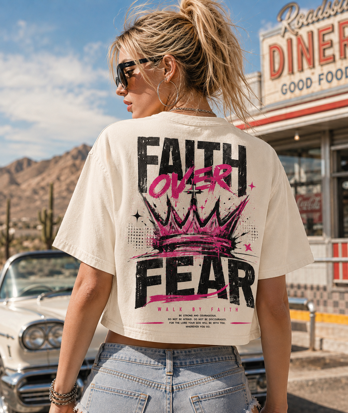 Faith Over Fear Crop Top – Vintage Wash Tee