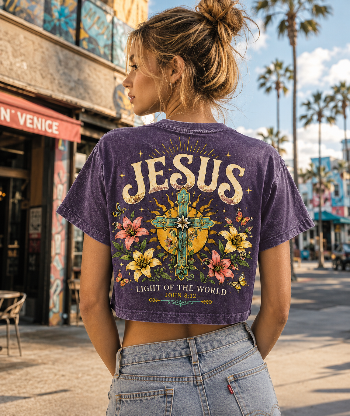 Jesus Light of the World Vintage Crop Top