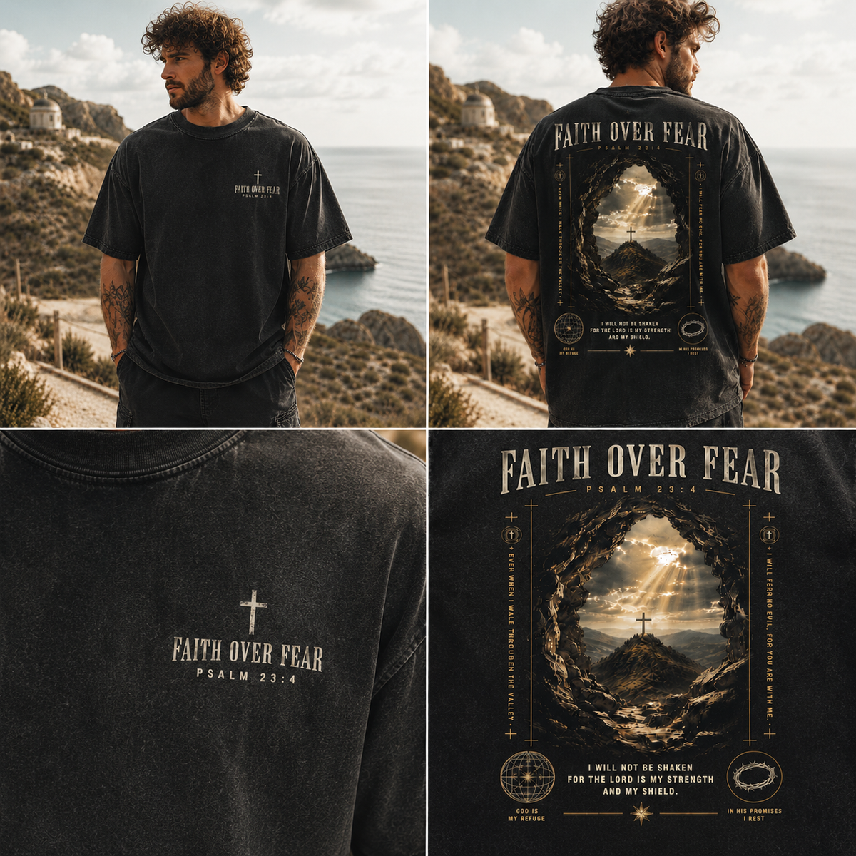 Faith Over Fear Vintage Christian T-Shirt