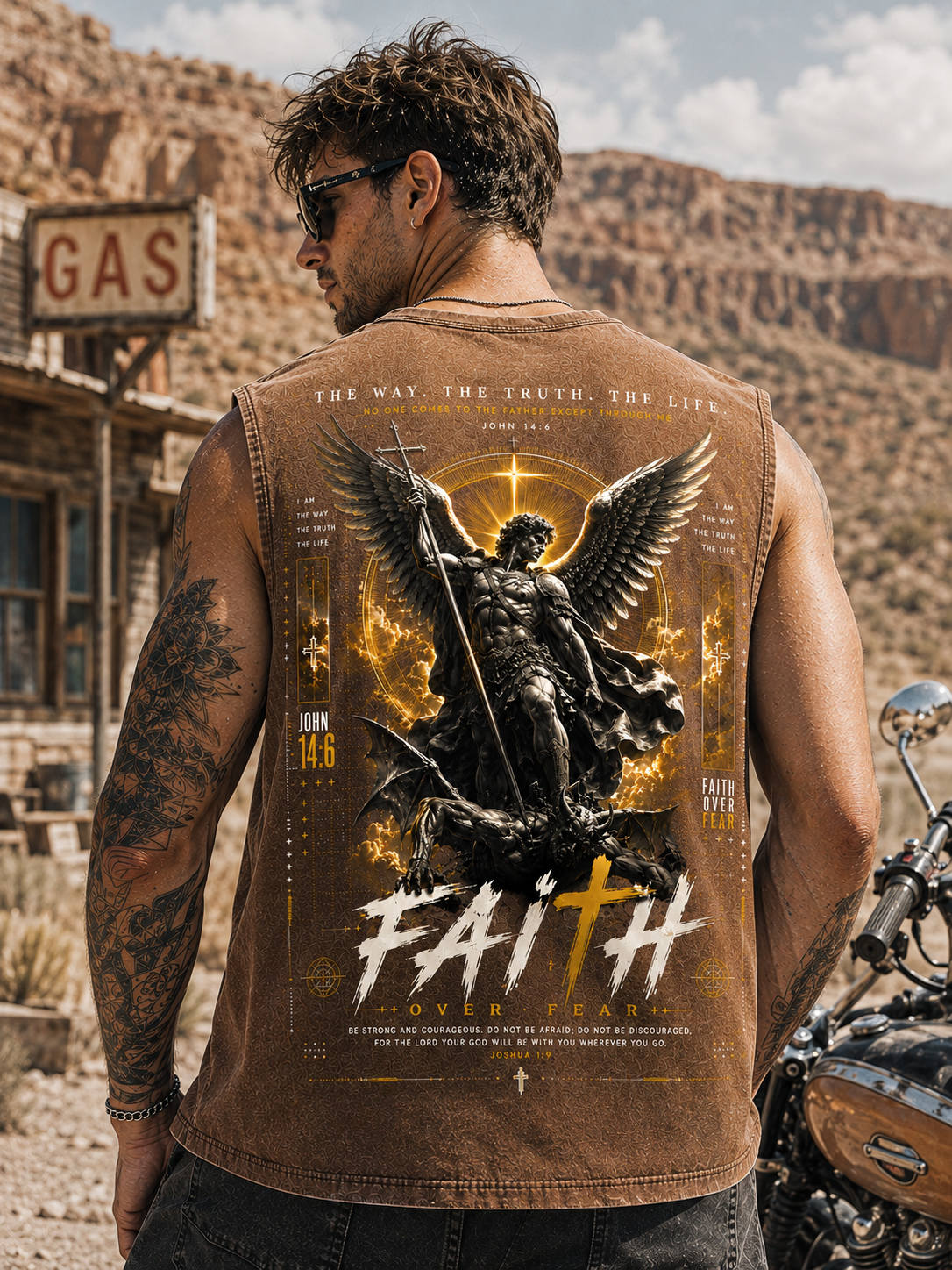 Faith Over Fear – Vintage Angel Washed Tank Top