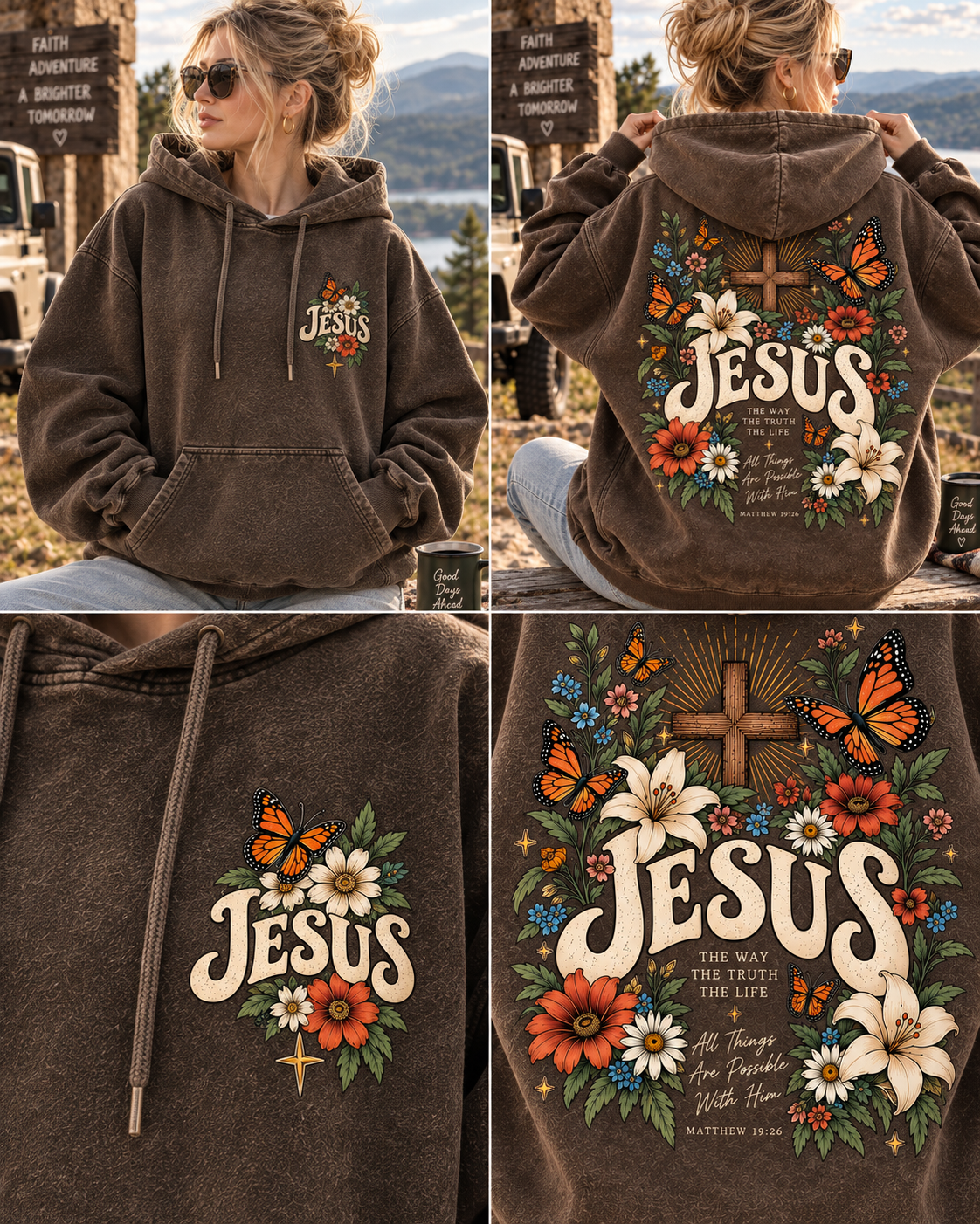 Faith Over Fear – Vintage Jesus Floral Hoodie