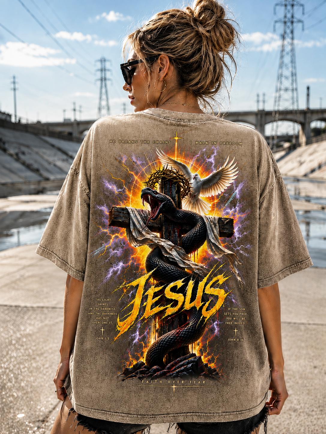 Jesus Faith Over Fear Vintage Graphic T-Shirt