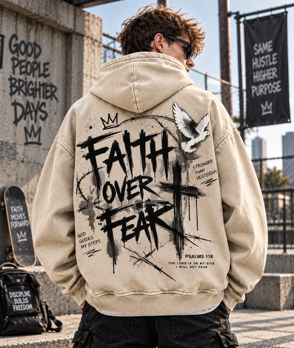 Faith Over Fear – Vintage Washed Hoodie
