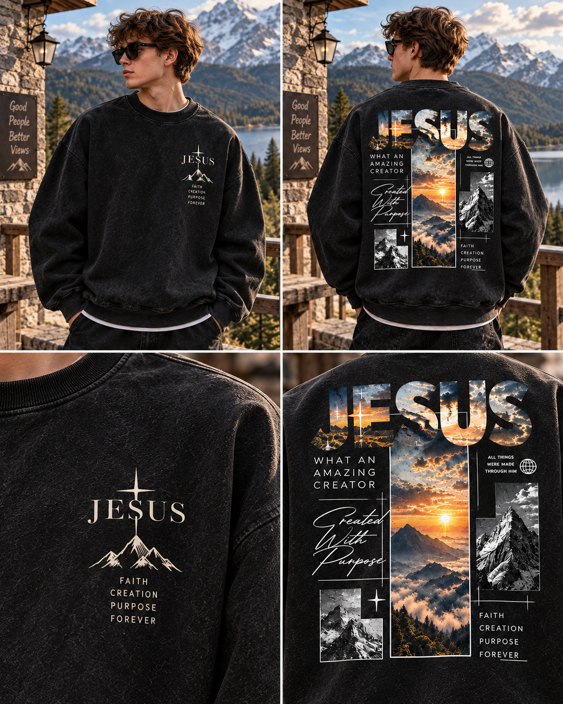 Jesus Mountain Faith Sweatshirt – Vintage Outdoor Style