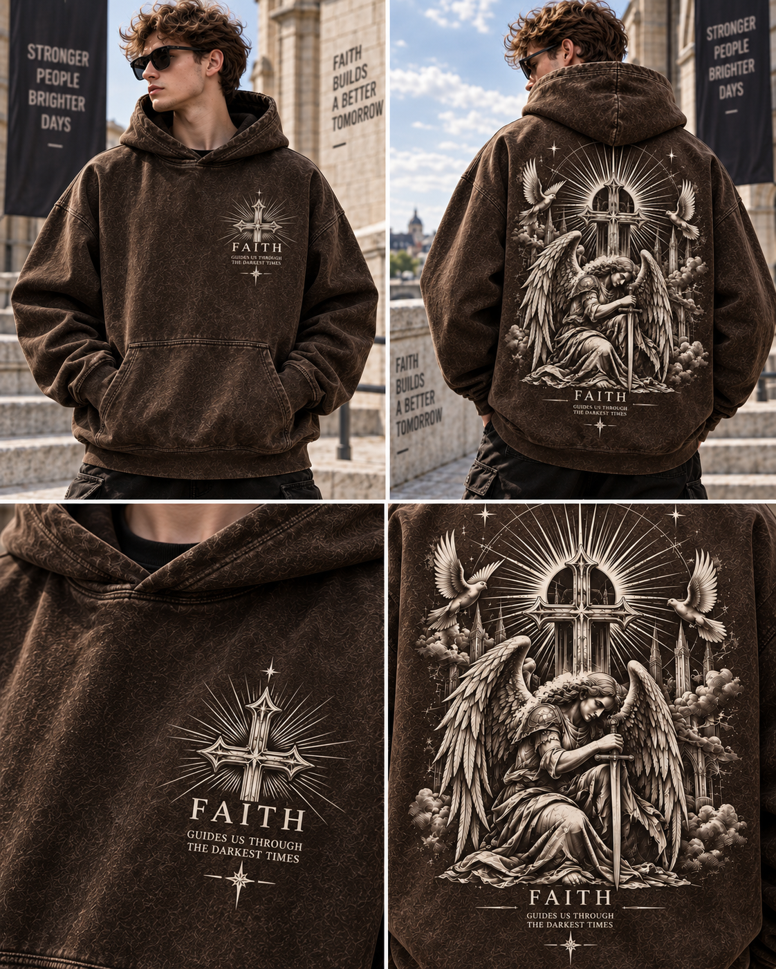 Faith Angel Vintage Hoodie – Faith Guides Us Through the Darkest Times