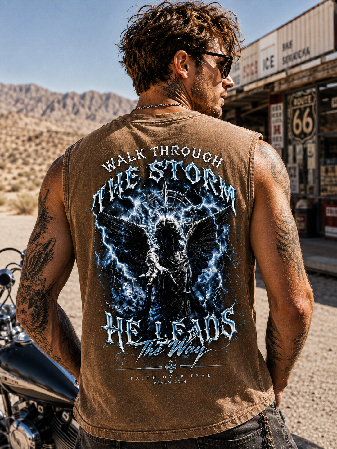 Walk Through The Storm – Washed Black Vintage Angel Tank Top