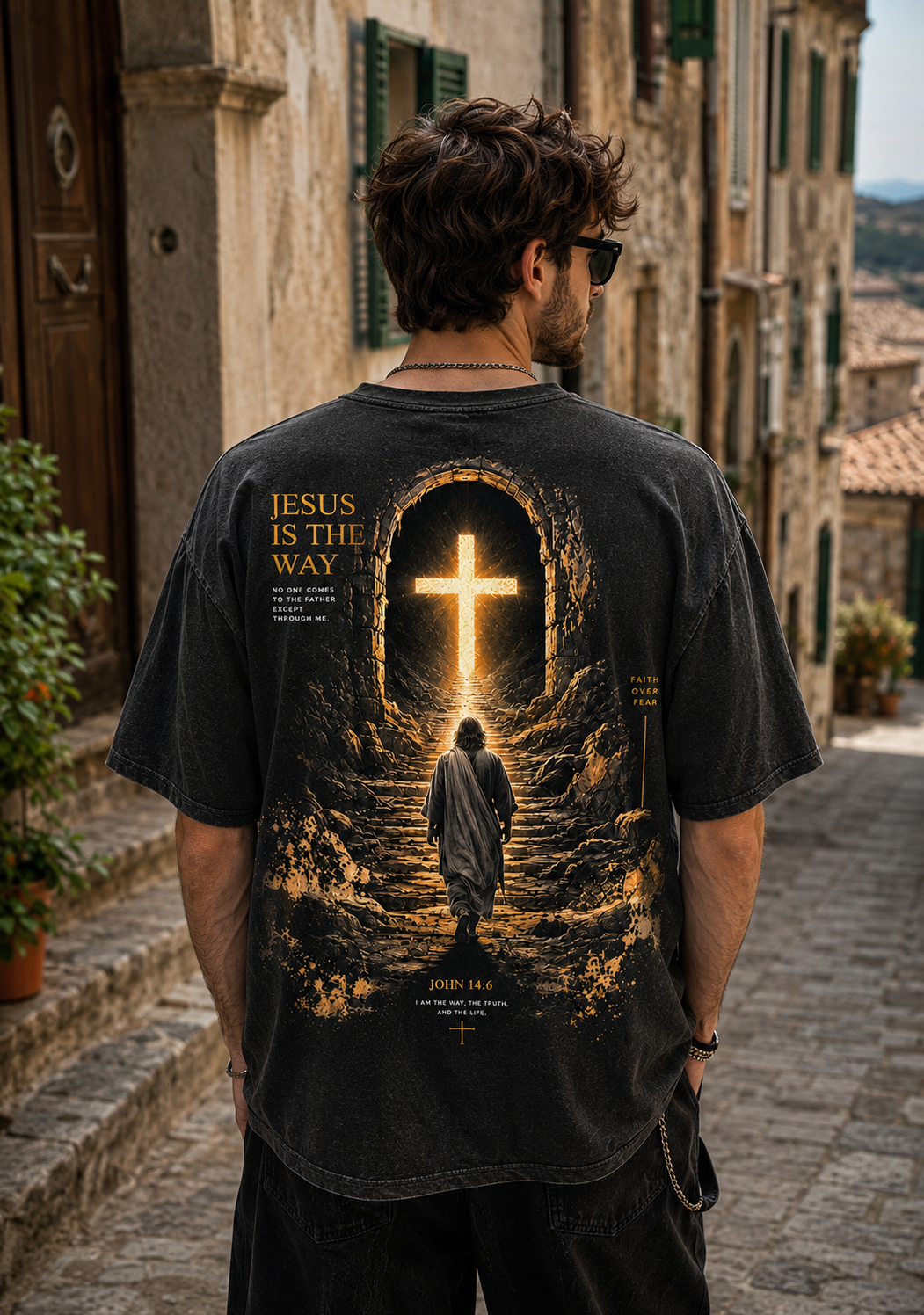 Jesus Is The Way – Vintage Washed Black Graphic Tee