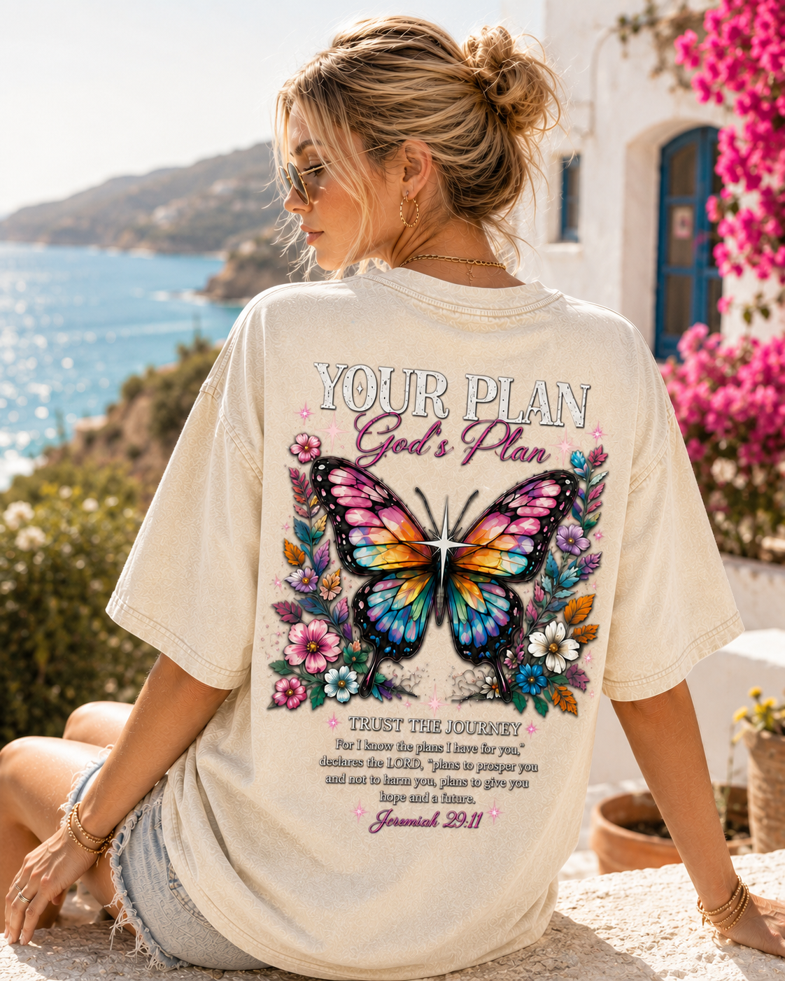 Your Plan, God’s Plan – Vintage Butterfly Christian Tee