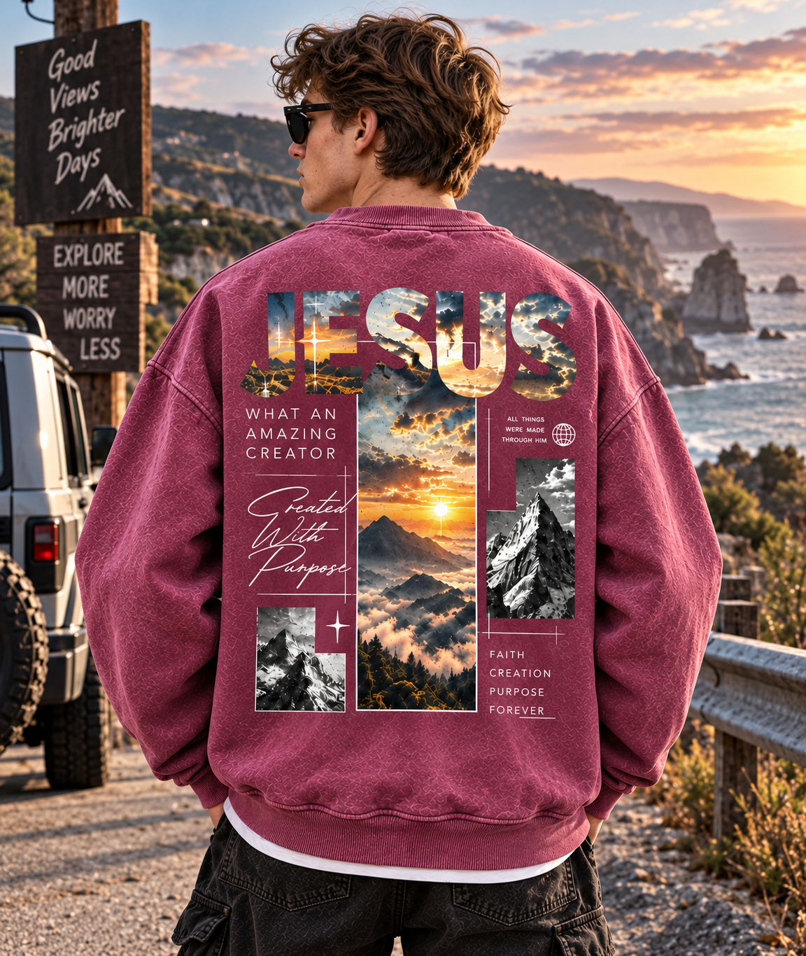 Jesus Mountain Faith Sweatshirt – Vintage Outdoor Style