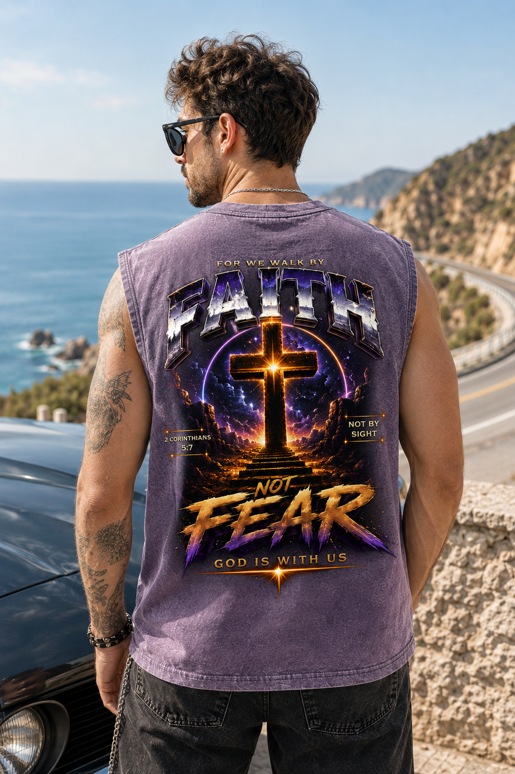 Faith Not Fear – Washed Black Vintage Tank Top