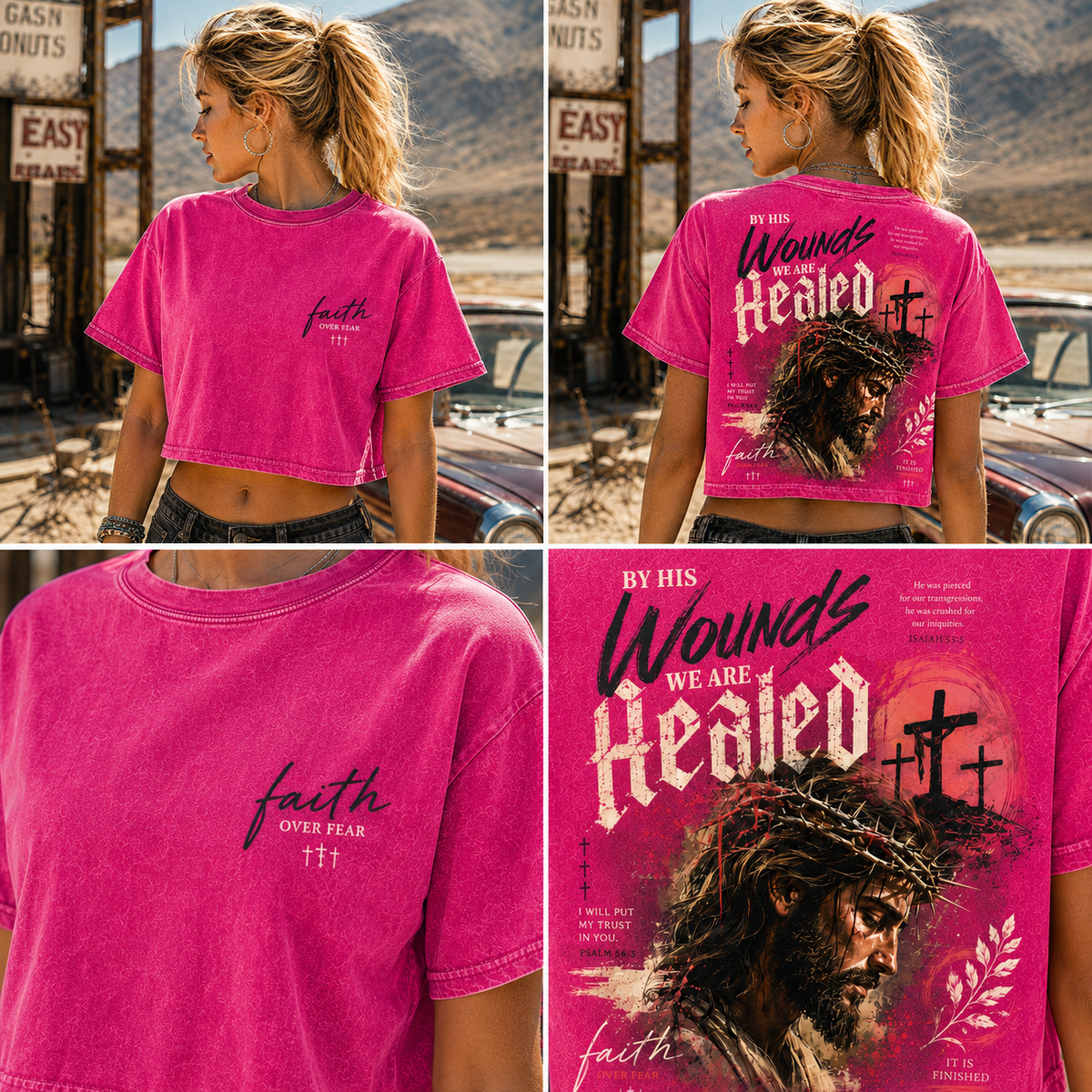 Faith Over Fear – Vintage Christian Crop Tee