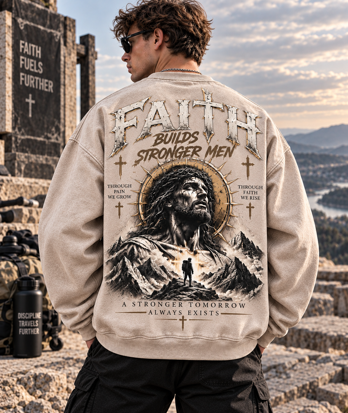 Faith Builds Stronger Men – Vintage Faith Sweatshirt