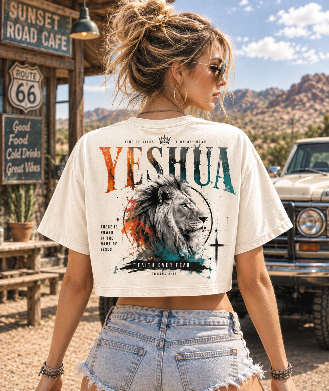 YESHUA Lion of Judah Crop Top – Vintage Faith Tee