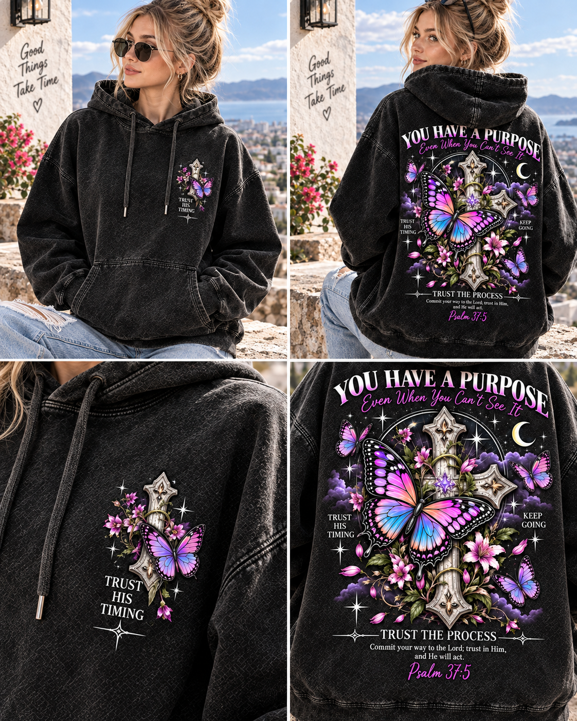 You Have a Purpose – Vintage Faith Butterfly Hoodie