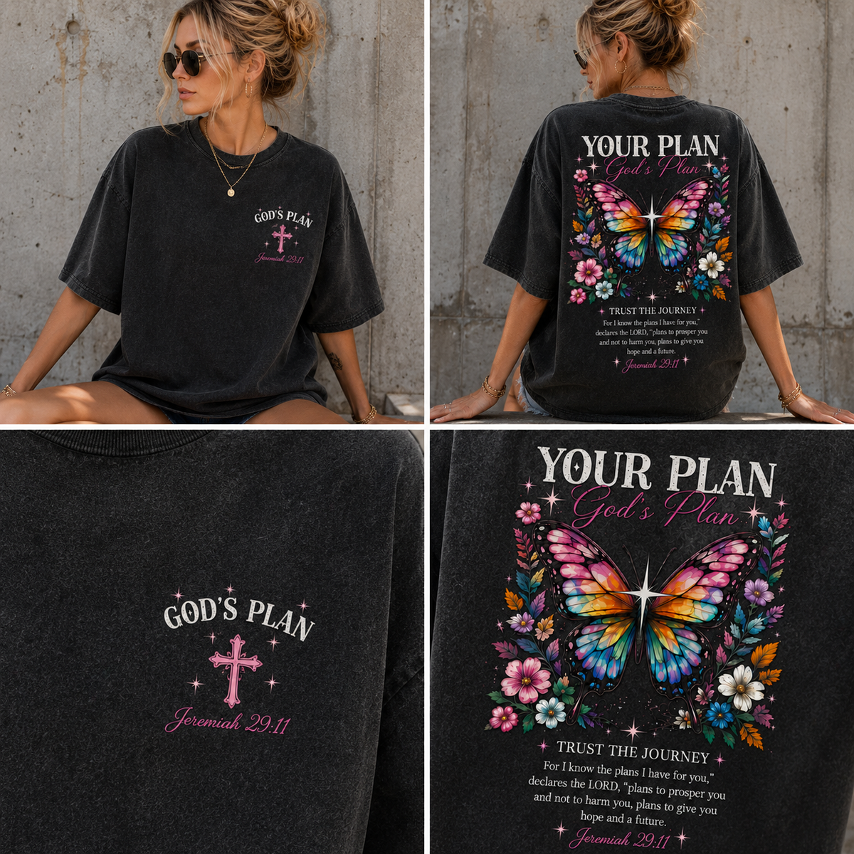 Your Plan, God’s Plan – Vintage Butterfly Christian Tee