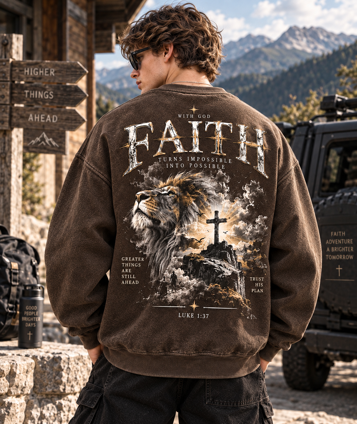 Faith Lion – Vintage Christian Sweatshirt