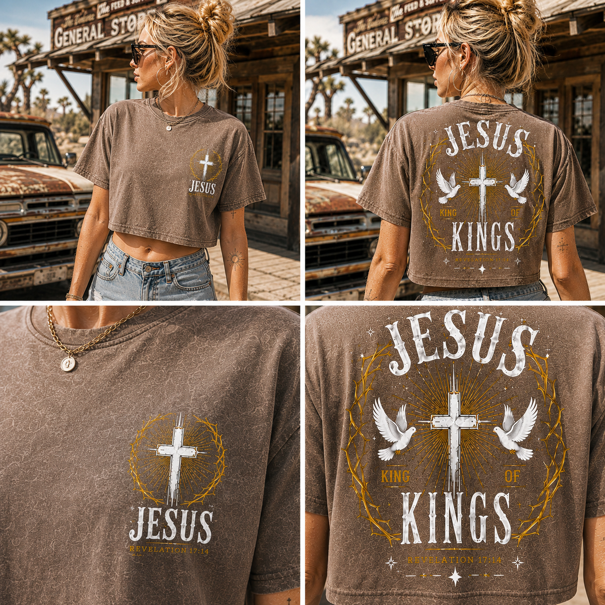 Jesus King of Kings – Vintage Christian Crop Tee