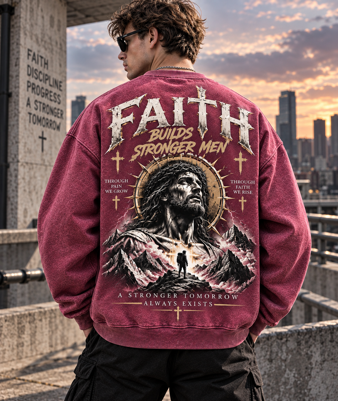 Faith Builds Stronger Men – Vintage Faith Sweatshirt