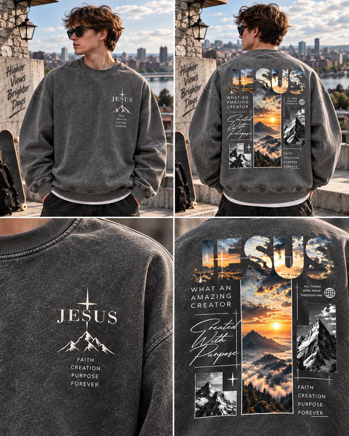 Jesus Mountain Faith Sweatshirt – Vintage Outdoor Style