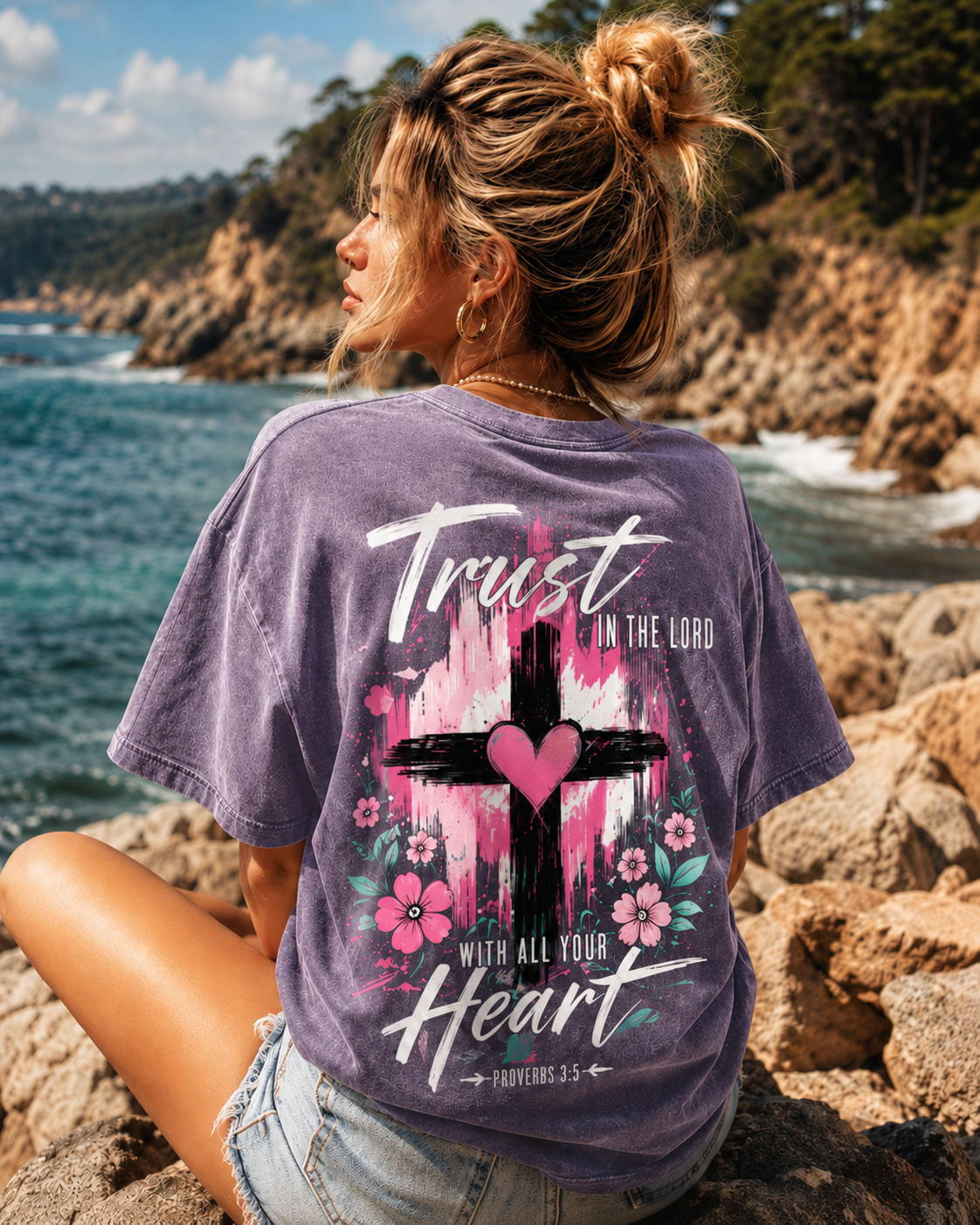 Trust in the Lord Heart Cross Tee – Vintage Washed T-Shirt