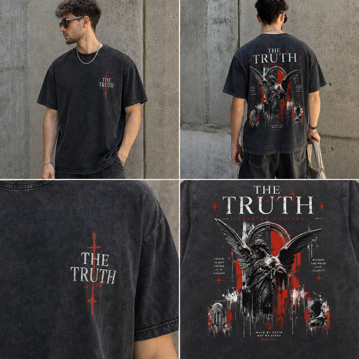 The Truth Angel Vintage Washed Graphic T-Shirt