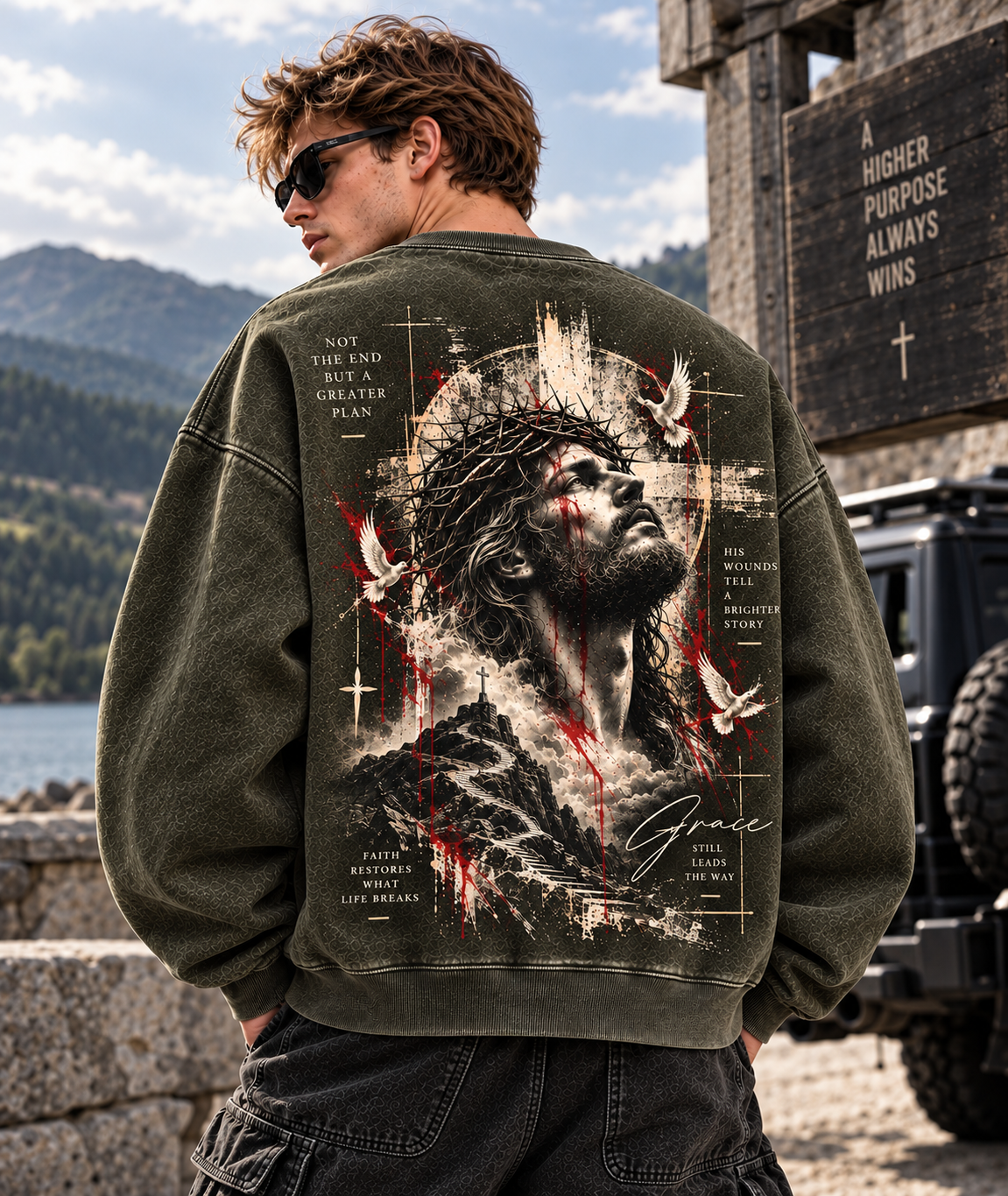 Grace Still Leads The Way – Vintage Faith Washed Sweatshirt