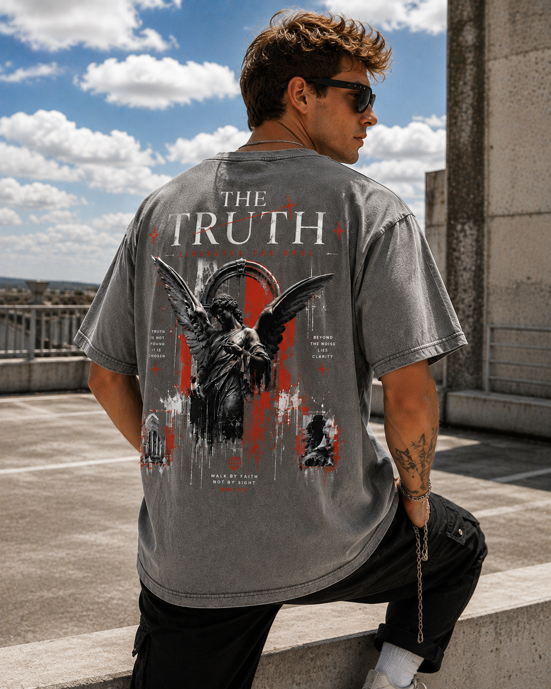 The Truth Angel Vintage Washed Graphic T-Shirt