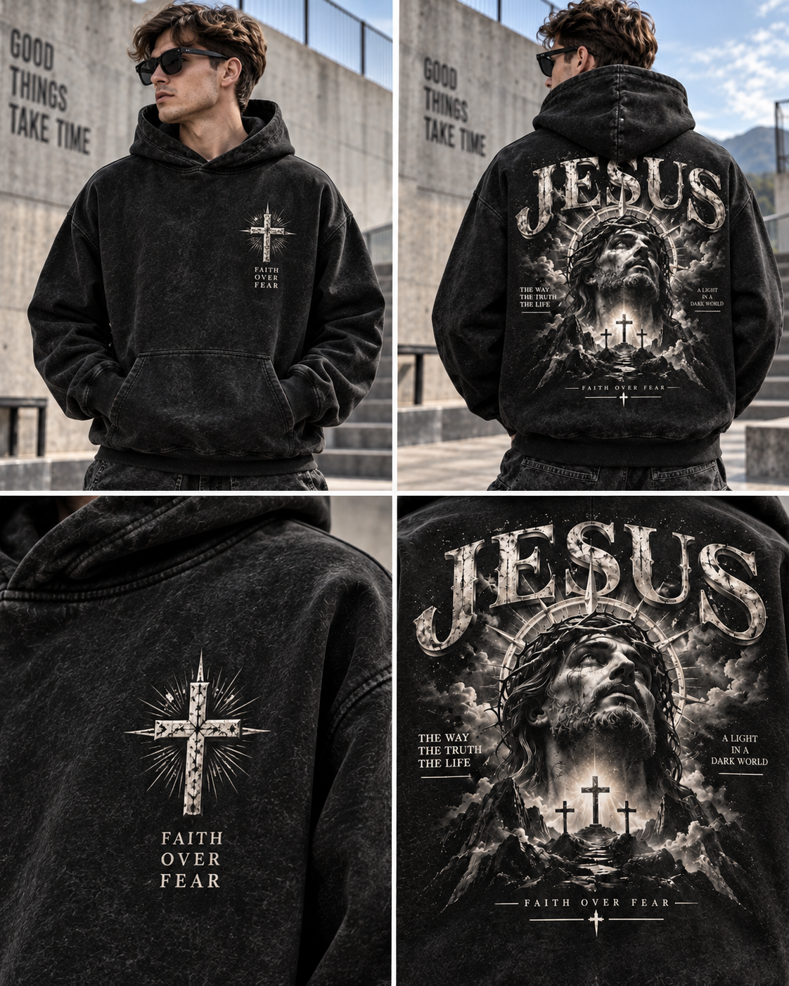 🔥 Jesus Faith Over Fear Vintage Hoodie