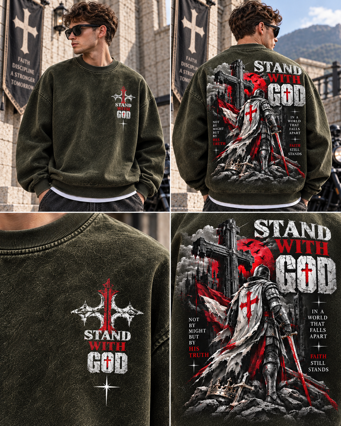 Stand With God – Vintage Crusader Sweatshirt
