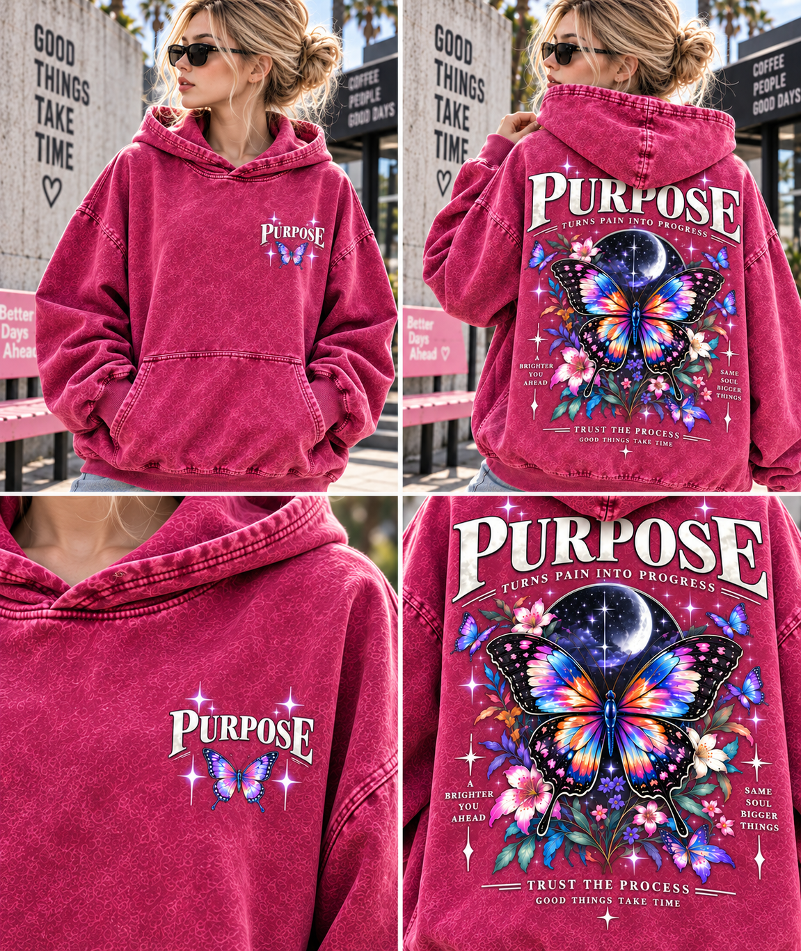 Purpose Butterfly Oversized Washed Hoodie