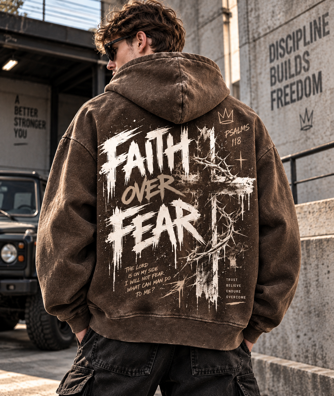Faith Over Fear – Vintage Christian Streetwear Hoodie