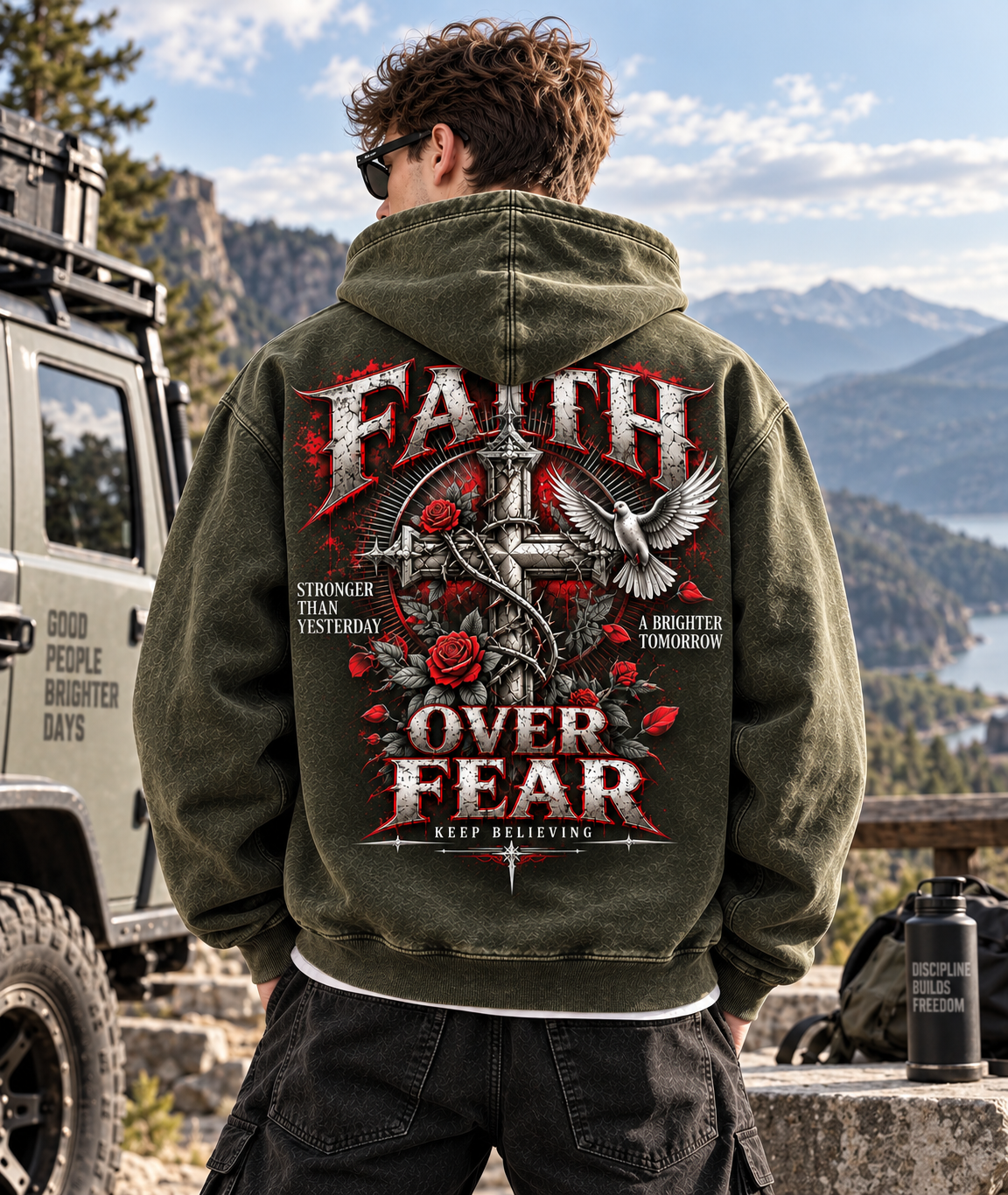 Faith Over Fear – Vintage Graphic Hoodie
